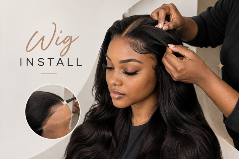 Wig Install Guide: 7 Steps to a Flawless At-Home Look Professional wig installation with a stylist securing a lace wig